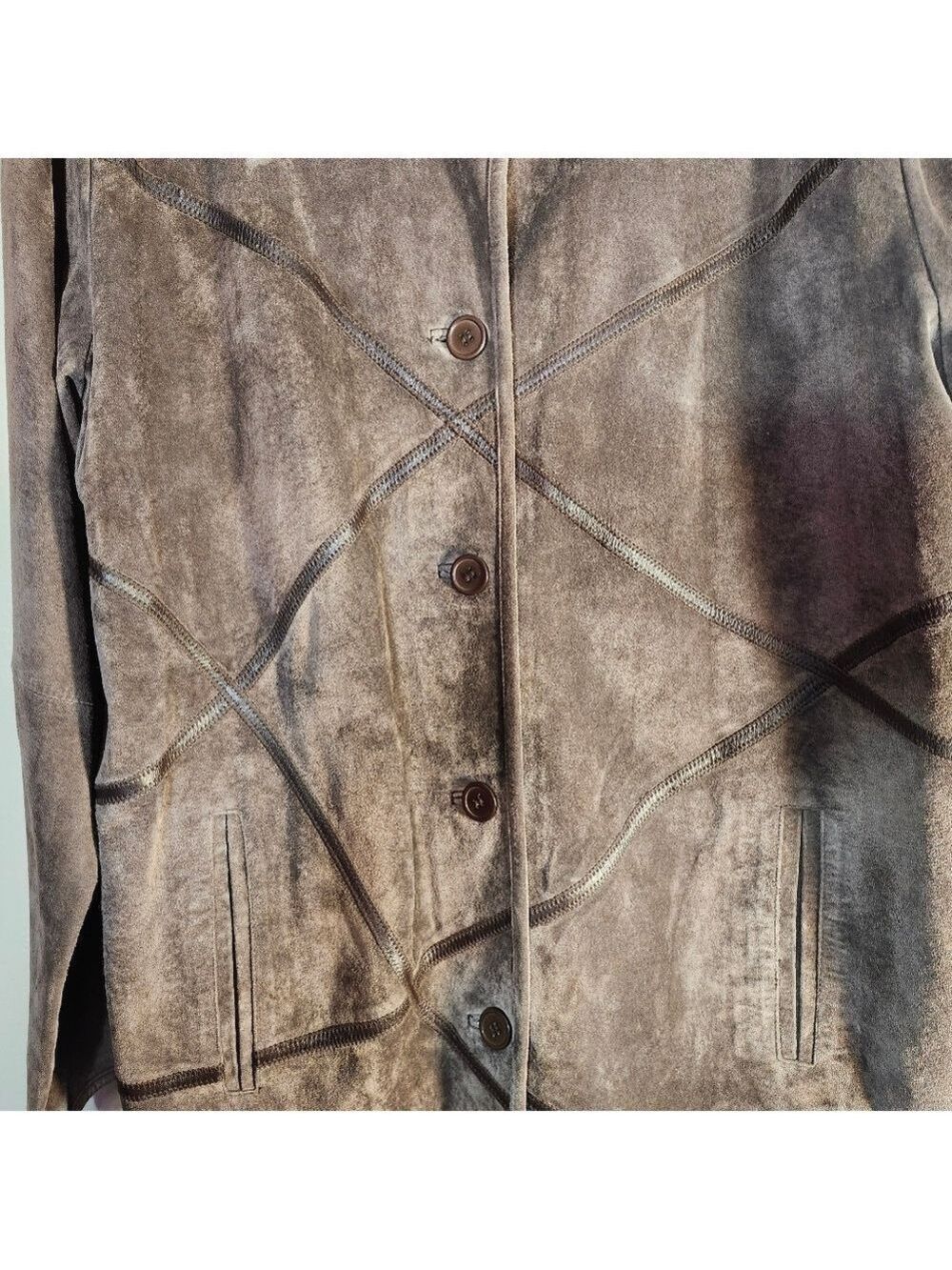 Linea by Louis Dell O'lio Women's Brown Suede & Leather Jacket Sz L - Picture 4 of 7